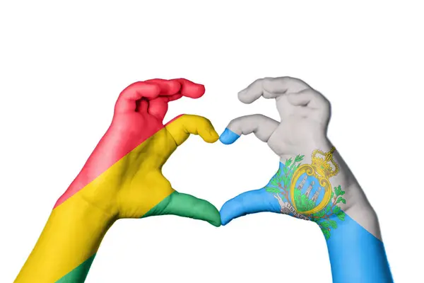 Bolivia San Marino Heart Hand Gesture Making Heart Clipping Path — Stock Photo, Image
