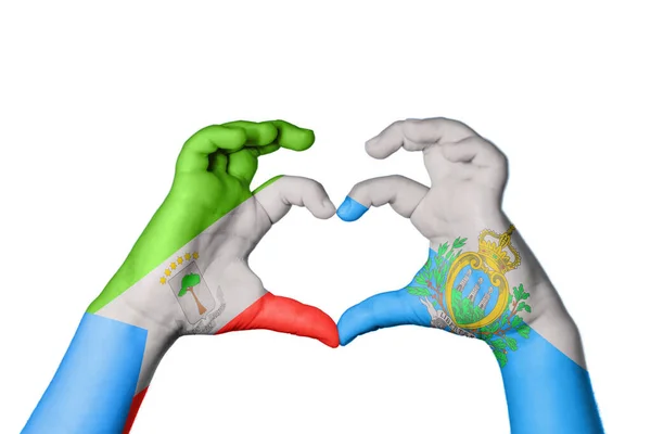 Ισημερινή Γουινέα San Marino Καρδιά Χειρονομία Χέρι Κάνοντας Καρδιά Ψαλιδίζοντας — Φωτογραφία Αρχείου