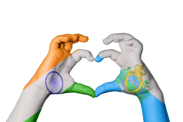 Indie San Marino Heart Ręki Gestem Podejmowania Serca Ścieżka Clipping — Zdjęcie stockowe