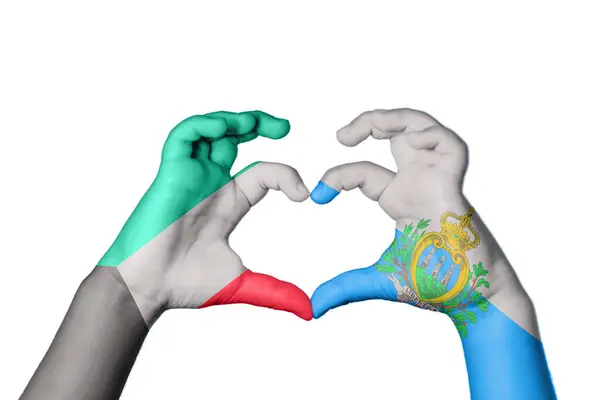 Kuwait San Marino Herz Handbewegung Die Herz Macht Clipping Path — Stockfoto