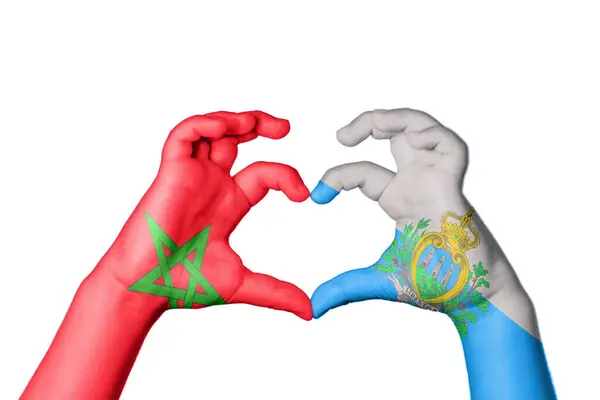Marocko San Marino Hjärta Hand Gest Att Göra Hjärta Klippning — Stockfoto