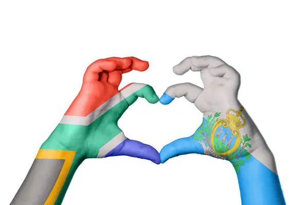 Dél Afrika San Marino Szív Kéz Gesztus Készítő Szív Nyírás — Stock Fotó