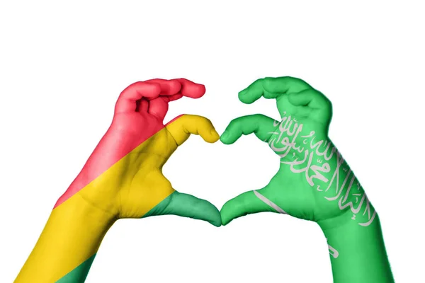 Bolivia Saoedi Arabië Hart Hand Gebaar Maken Hart Knippen Pad — Stockfoto