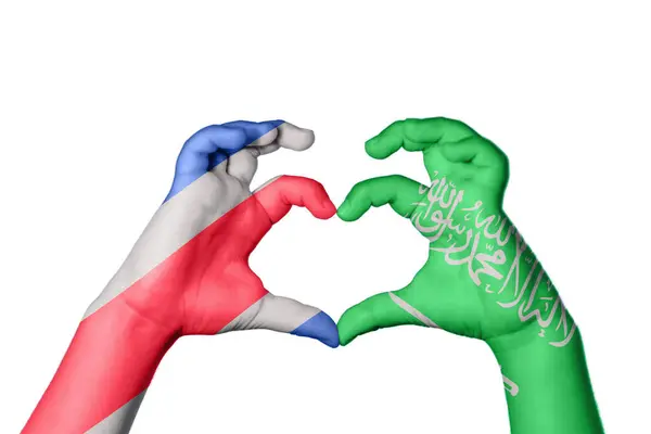 Costa Rica Saudi Arabien Herz Handbewegung Die Herz Macht Clipping — Stockfoto