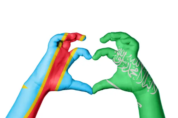Demokratische Republik Kongo Saudi Arabien Herz Handbewegung Die Herz Macht — Stockfoto