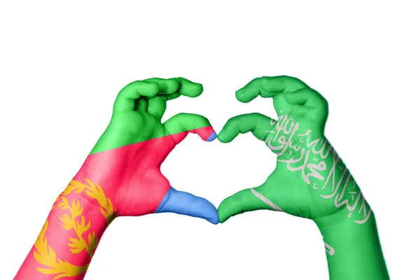 Eritrea Saudi Arabien Herz Handbewegung Die Herz Macht Clipping Path — Stockfoto