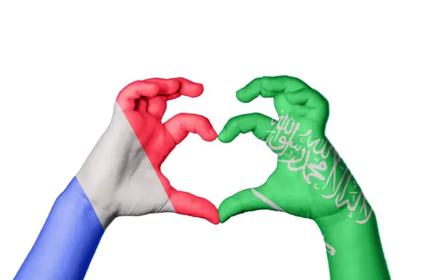 Frankreich Saudi Arabien Herz Handbewegung Die Herz Macht Clipping Path — Stockfoto