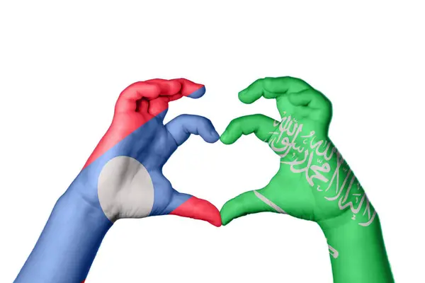 Laos Saudi Arabien Herz Handbewegung Die Herz Macht Clipping Path — Stockfoto