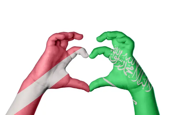 Lettland Saudi Arabien Herz Handbewegung Die Herz Macht Clipping Path — Stockfoto