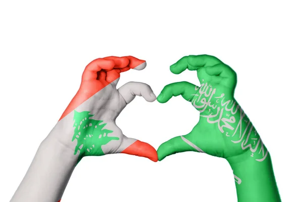Ліван Саудівська Аравія Серце Жест Рук Робить Серце Відсікаючи Шлях — стокове фото
