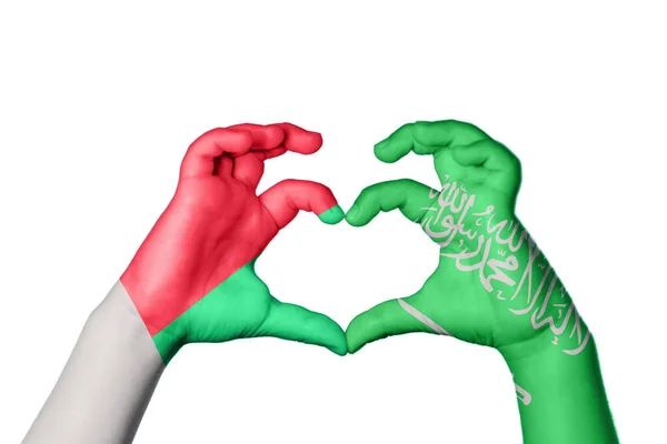 Madagaskar Saúdská Arábie Srdce Ruční Gesto Srdce Střih Stezka — Stock fotografie