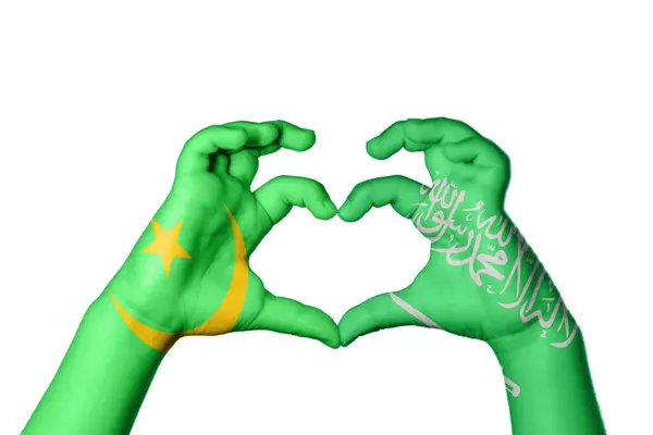 Mauritania Saudi Arabia Heart Hand Gesture Making Heart Clipping Path — Stock Photo, Image