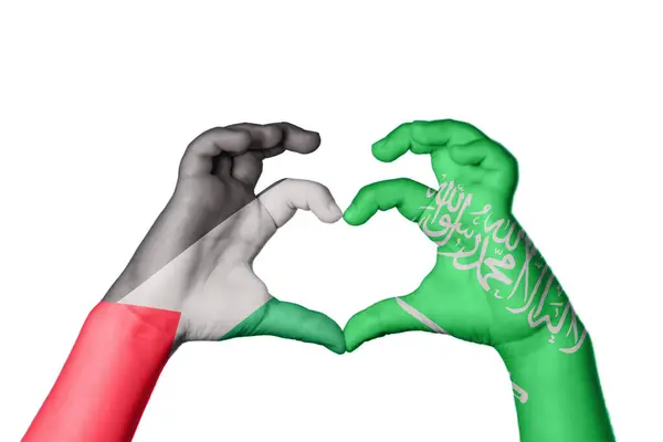 Palästina Saudi Arabien Herz Handbewegung Die Herz Macht Clipping Path — Stockfoto