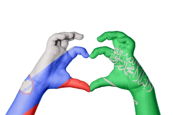 Slowenien Saudi Arabien Herz Handbewegung Die Herz Macht Clipping Path — Stockfoto