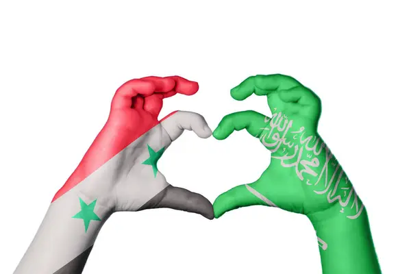 Sýrie Saúdská Arábie Srdce Ruční Gesto Srdce Střih Stezka — Stock fotografie