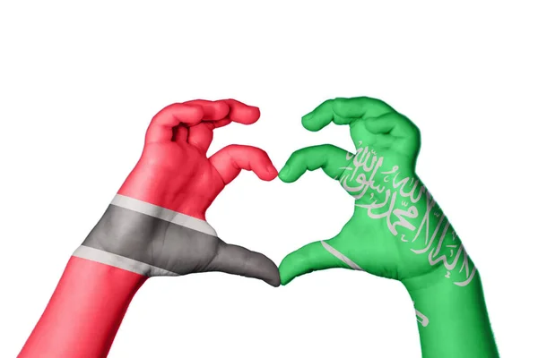 Trinidad Und Tobago Saudi Arabien Herz Handbewegung Die Herz Macht — Stockfoto