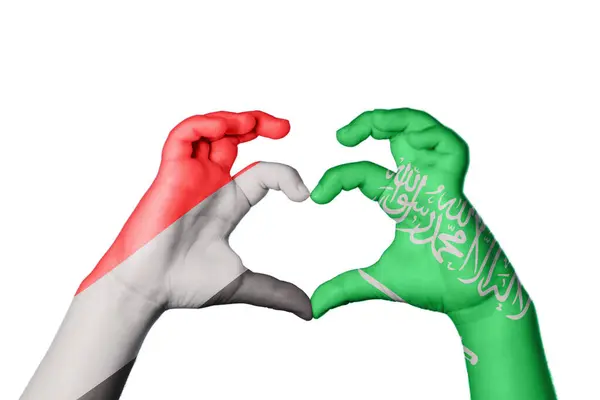 사우디 아라비아 심장을 만드는 제스처 클리핑 — 스톡 사진