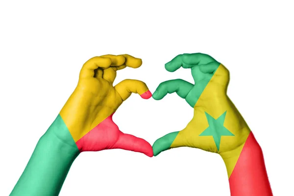 Benin Senegal Corazón Hacer Gestos Corazón Recortar Camino — Foto de Stock