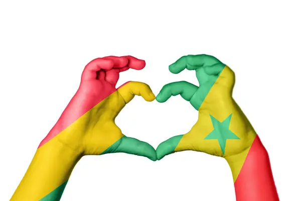 Bolivia Senegal Heart Hand Gesture Making Heart Clipping Path — Stock Photo, Image