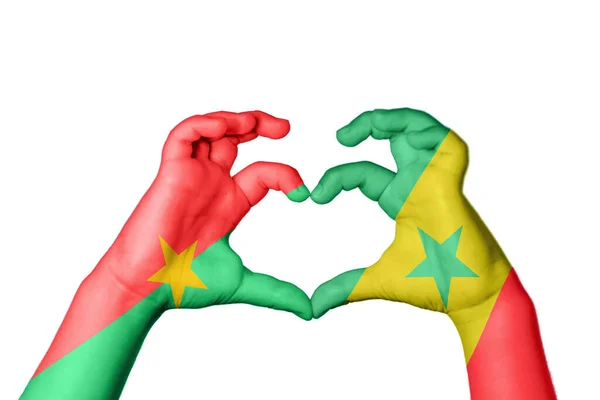 Burkina Faso Szenegál Szív Kézmozdulatkészítés Szív Vágási Útvonal — Stock Fotó