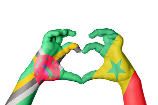 Dominika Senegal Heart Ruční Gesto Srdce Střih Stezka — Stock fotografie