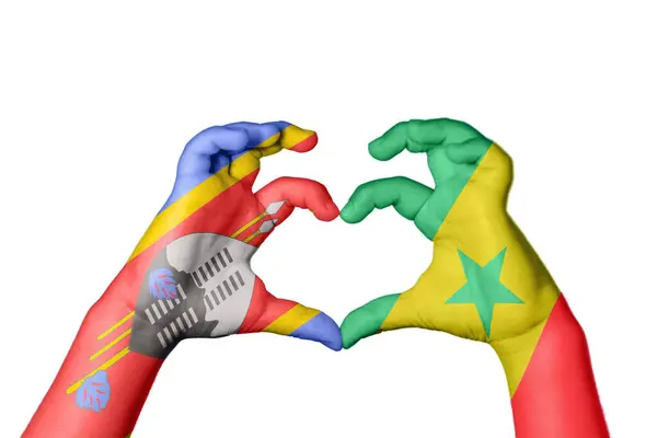 Eswatini Senegal Coração Mão Gesto Fazendo Coração Clipping Path — Fotografia de Stock