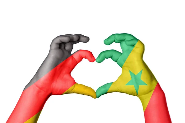 Německo Senegal Heart Ruční Gesto Tvorby Srdce Ořezávání Stezka — Stock fotografie