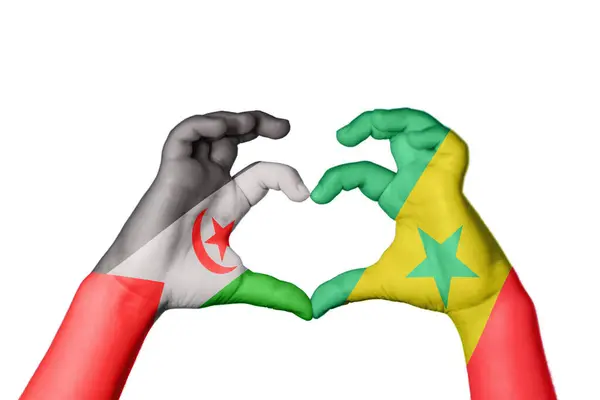 阿拉伯撒哈拉民主共和国Senegal Heart Hand Gesture Making Heart Clipping Path — 图库照片