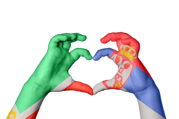 Chechnya Serbia Heart Hand Gesture Making Heart Clipping Path — Stock Photo, Image