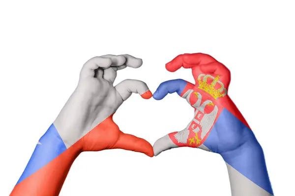 Chile Serbia Heart Hand Gesture Making Heart Clipping Path — Stock Photo, Image