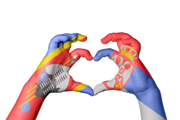Eswatini Serbia Heart Hand Gesture Making Heart Clipping Path — 图库照片