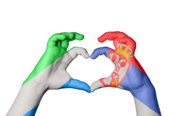 塞拉利昂Serbia Heart Hand Gesture Making Heart Clipping Path — 图库照片