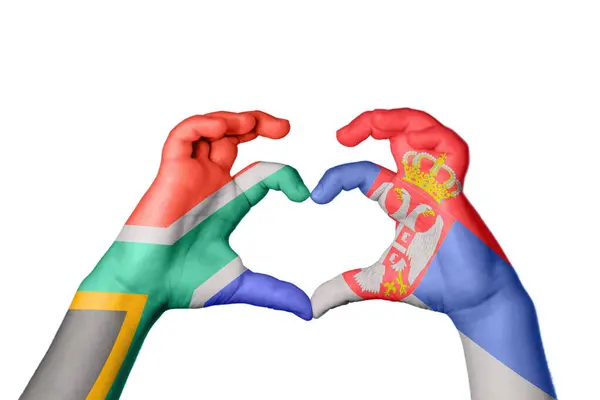 Sudáfrica Serbia Corazón Hacer Gestos Corazón Recortar Camino —  Fotos de Stock