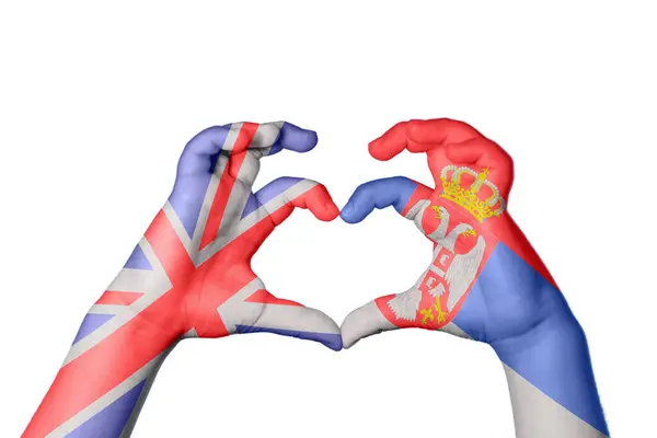 Reino Unido Sérvia Coração Gesto Mão Fazendo Coração Clipping Path — Fotografia de Stock
