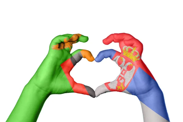 Sambia Serbien Herz Handbewegung Die Herz Macht Clipping Path — Stockfoto
