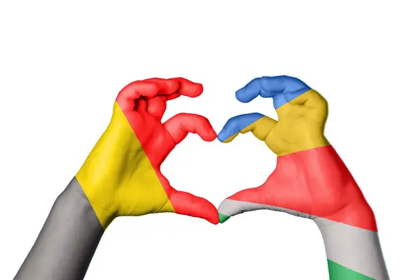 Belgien Seychellen Herz Handgeste Die Herz Macht Clipping Path — Stockfoto