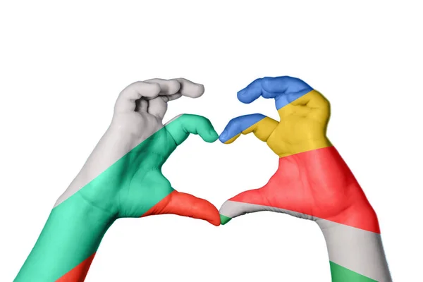 Bulgarie Seychelles Coeur Geste Main Faisant Coeur Sentier Coupe — Photo