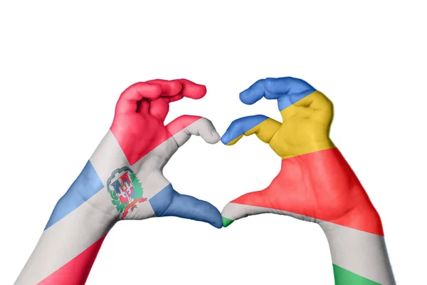 Δομινικανή Δημοκρατία Σεϋχέλλες Καρδιά Χέρι Χειρονομία Κάνοντας Καρδιά Ψαλίδισμα Μονοπάτι — Φωτογραφία Αρχείου