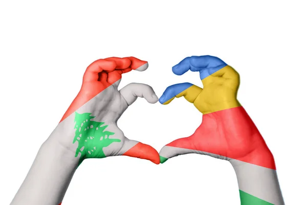 Liban Seszele Serce Gest Ręczny Serca Ścieżka Clipping — Zdjęcie stockowe