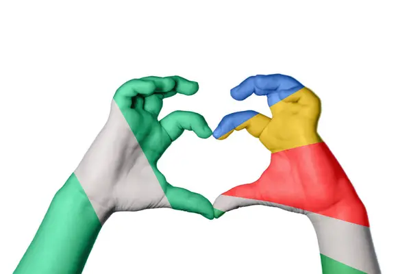 Nigeria Seychellen Herz Handgeste Die Herz Macht Clipping Path — Stockfoto