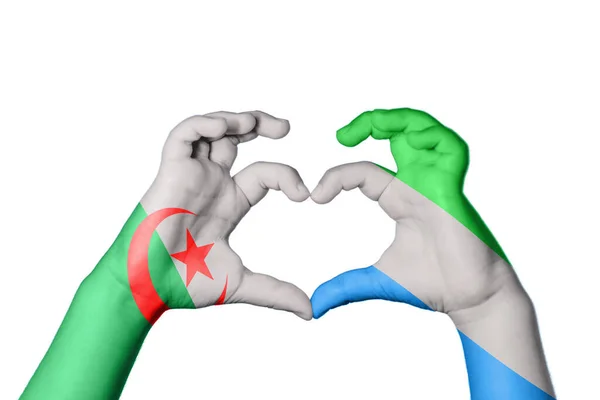 Algeria Sierra Leone Heart Hand Gesture Making Heart Clipping Path — Stock Photo, Image