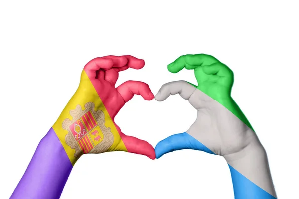 Andorra Sierra Leone Heart Hand Gesture Making Heart Clipping Path — Stock Photo, Image