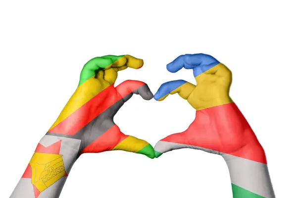 Simbabwe Seychellen Herz Handbewegung Die Herz Macht Clipping Path — Stockfoto