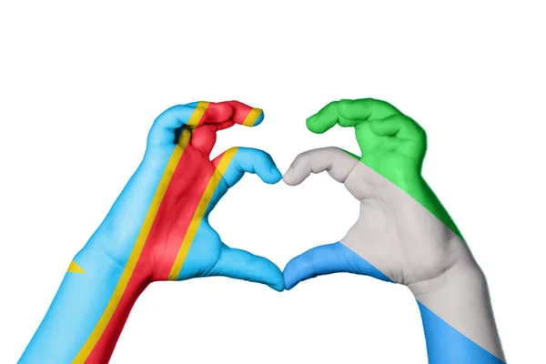 刚果民主共和国Sierra Leone Heart Hand Gesture Making Heart Clipping Path — 图库照片