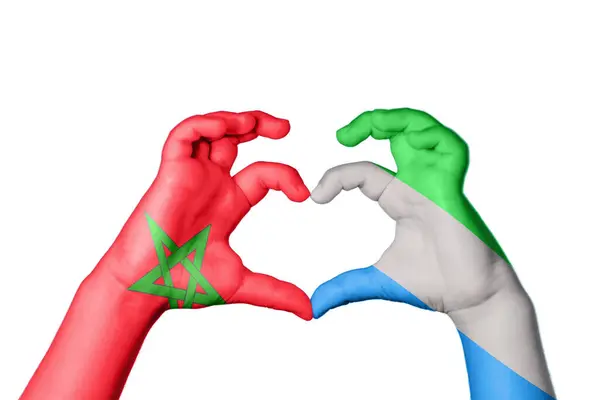 Marocko Sierra Leone Hjärta Hand Gest Att Göra Hjärta Klippning — Stockfoto