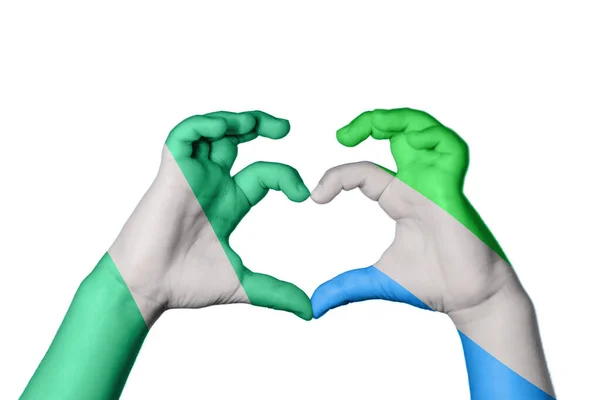 Nigeria Sierra Leone Heart Hand Gesture Making Heart Clipping Path — Stock Photo, Image