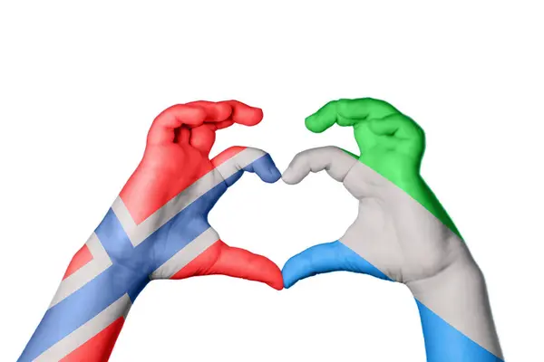 Norsko Sierra Leone Heart Ruční Gesto Srdce Ořezávání Stezka — Stock fotografie