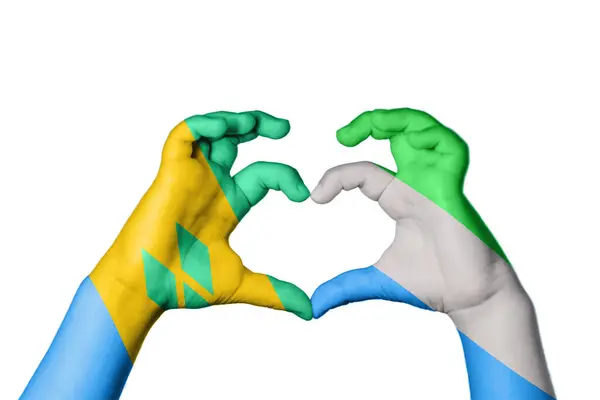 Saint Vincent Och Grenadinerna Sierra Leone Heart Hand Gest Att — Stockfoto