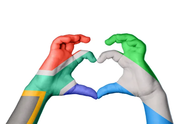South Africa Sierra Leone Heart Hand Gesture Making Heart Clipping — Stock Photo, Image