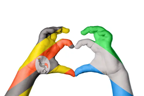 乌干达Sierra Leone Heart Hand Gesture Making Heart Clipping Path — 图库照片